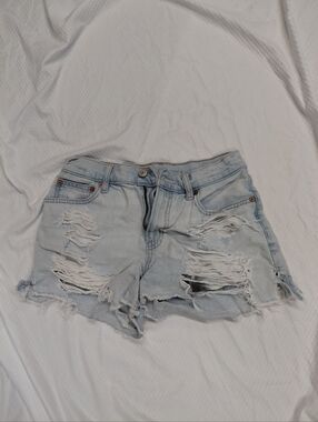 Distressed Light Wash Denim Women's Shorts
